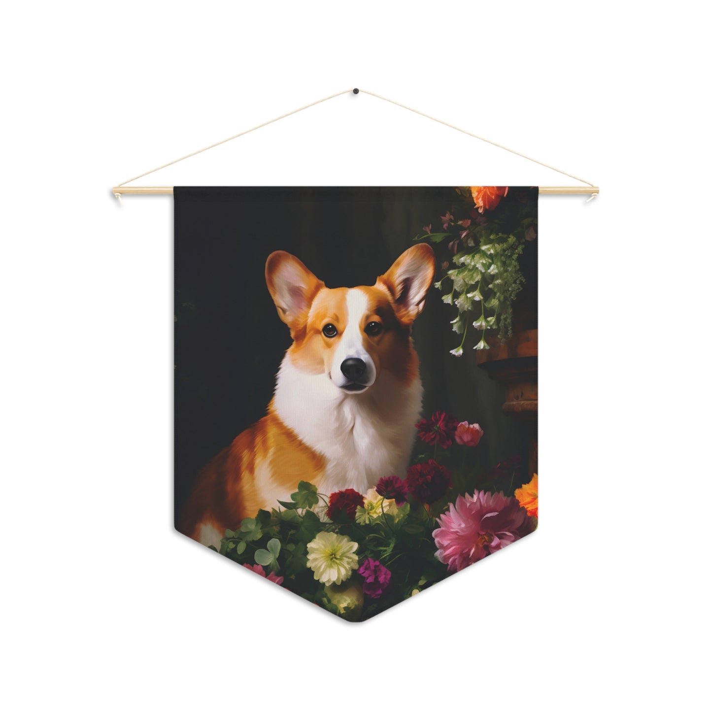 Corgi Amongst Flowers | Hanging Pennant