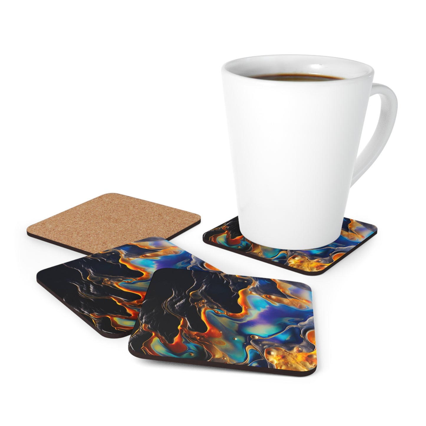 Iridescent Navy Blue Oil Geode | Set of 4 Coasters