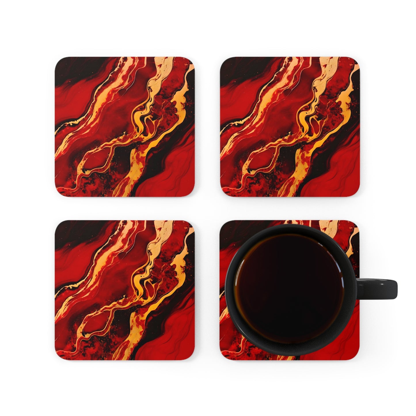 Crimson, Black and Gold Geode | Set of 4 Coasters