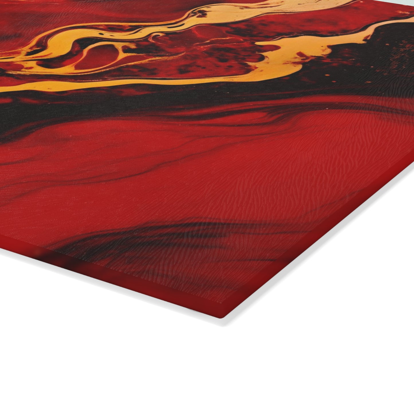 Crimson, Black and Gold Marble Glass Cutting Board