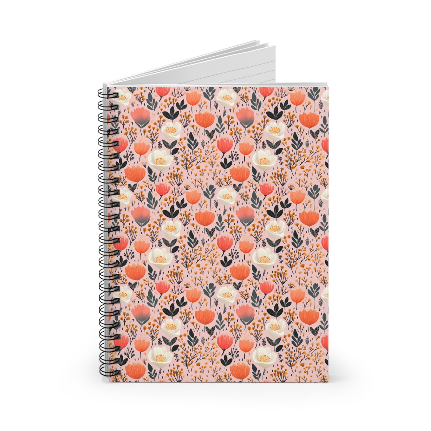 Floral Folk Whimsy | Ruled Line Spiral Notebook