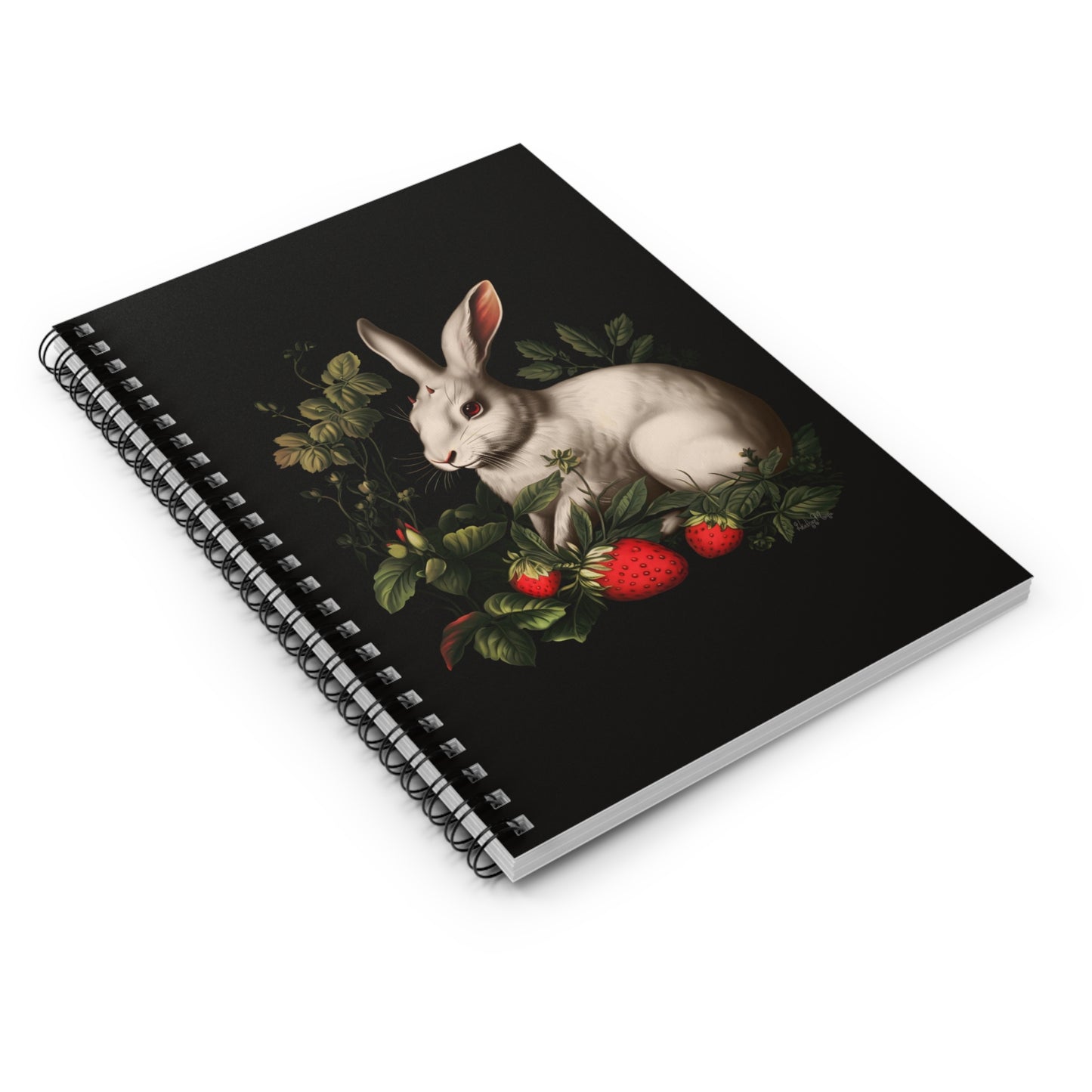 White Rabbit with Horns | Ruled Line Spiral Notebook