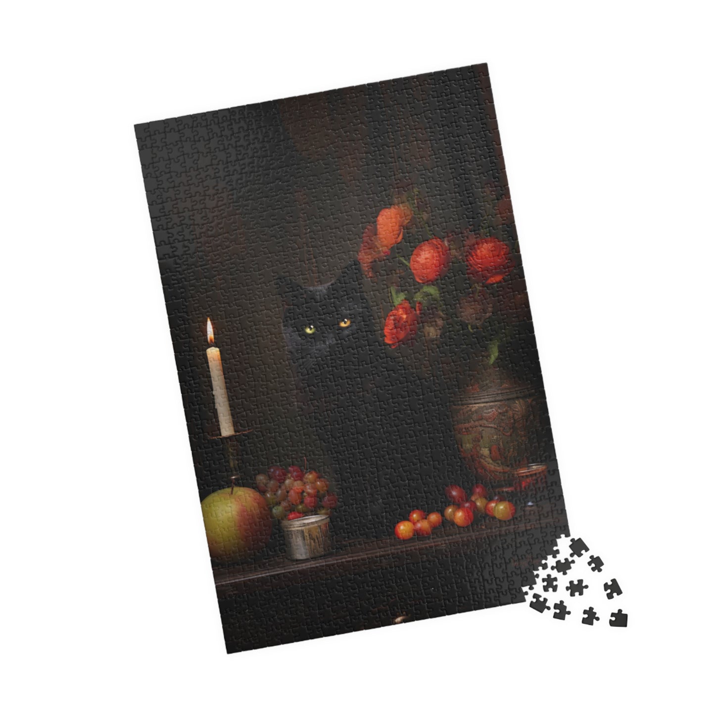 Black Cat with Flowers and Fruits | Jigsaw Puzzle