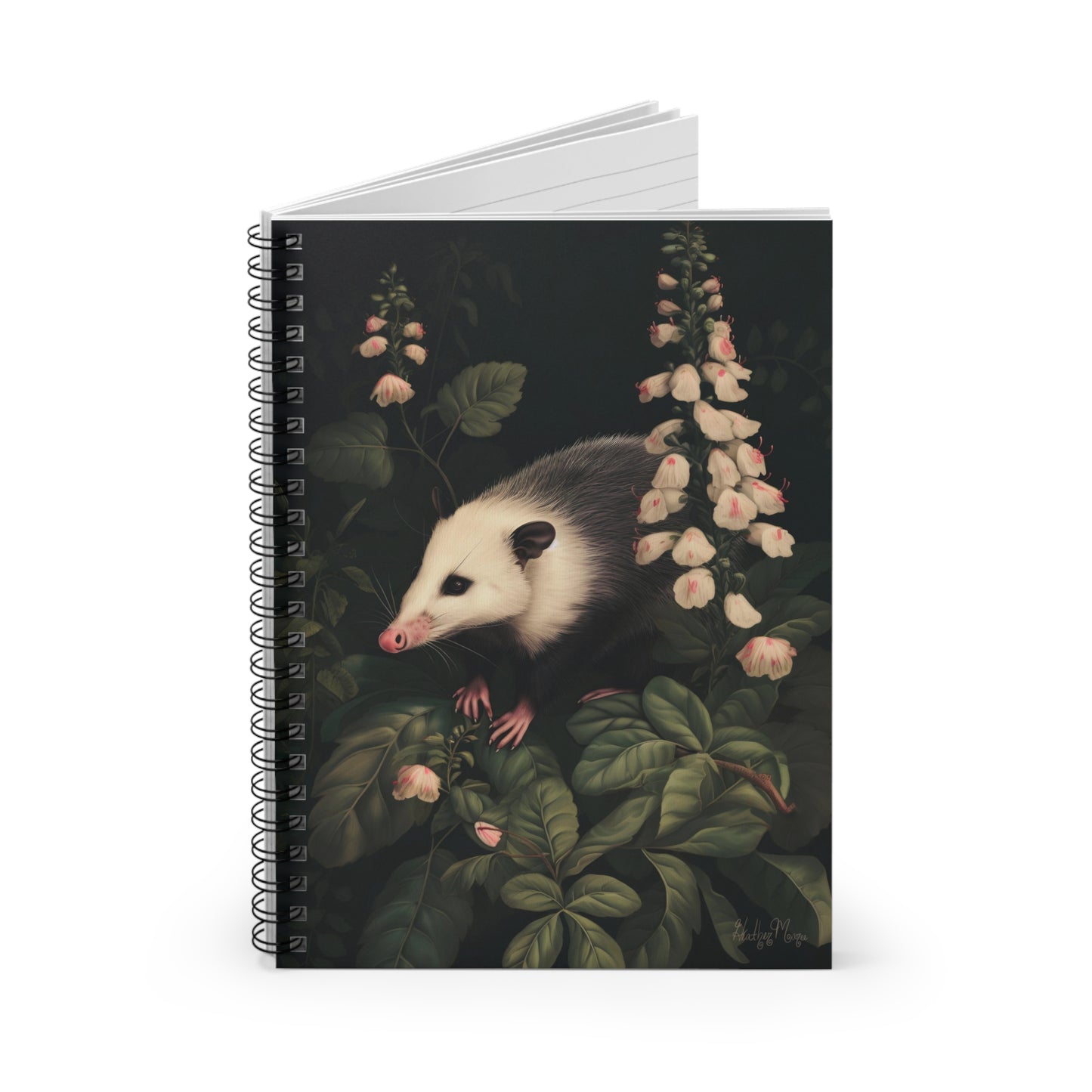 Opossum in Lush Foliage |  Ruled Line Spiral Notebook