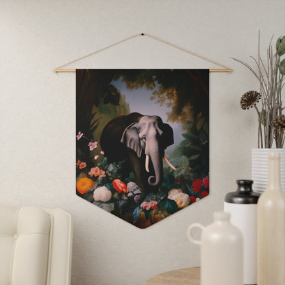 Majestic Elephant in a Lush Jungle | Hanging Pennant