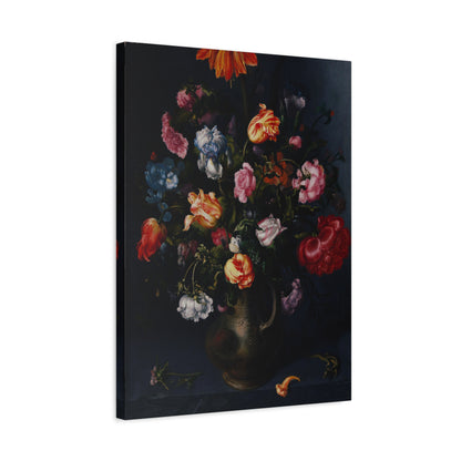 A Moody Vase with Flowers Canvas Print
