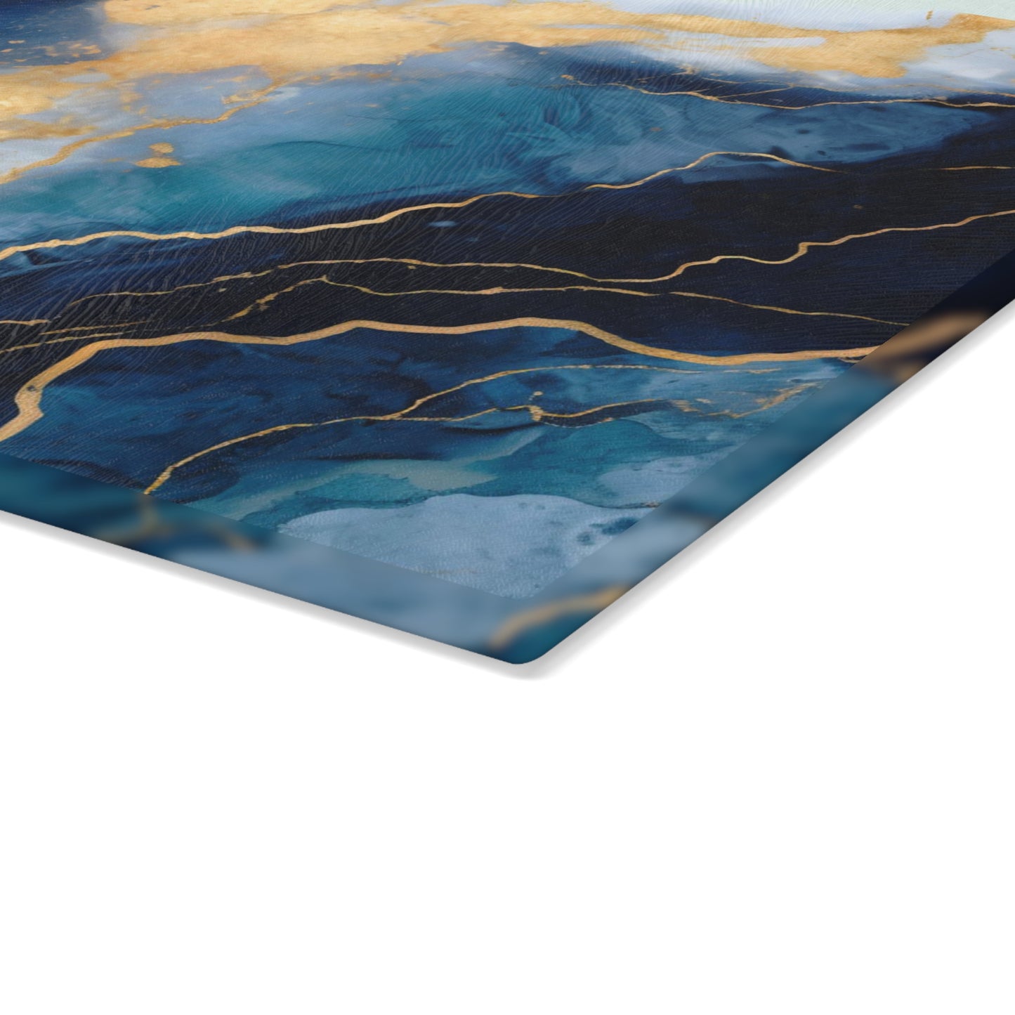 Navy Blue and Teal Marble Glass Cutting Board