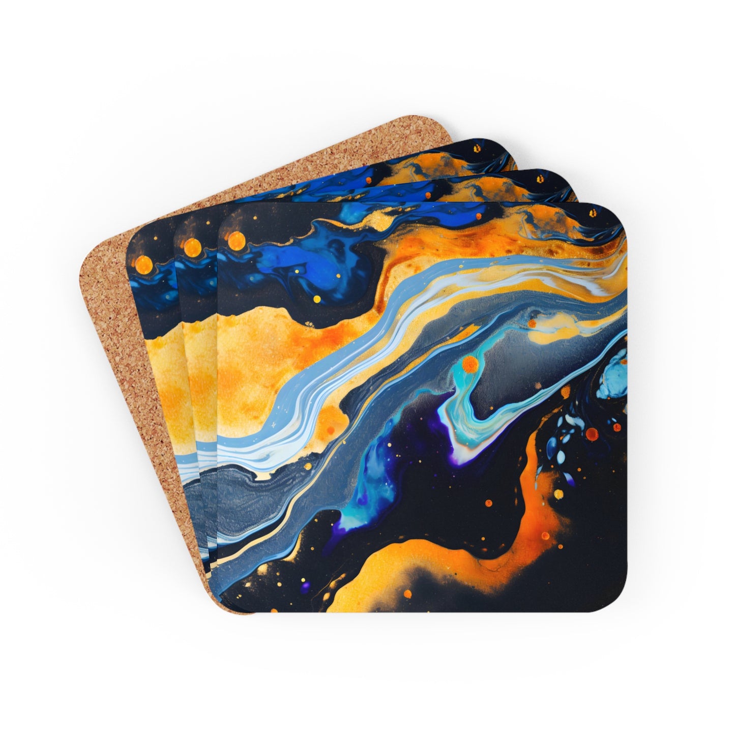 Black, Navy and Gold Celestial | Set of 4 Coasters