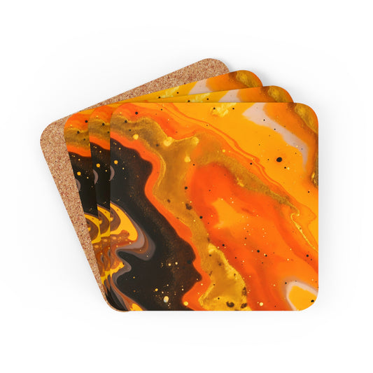 Terracotta, Yellow and Black Granite | Set of 4 Coasters