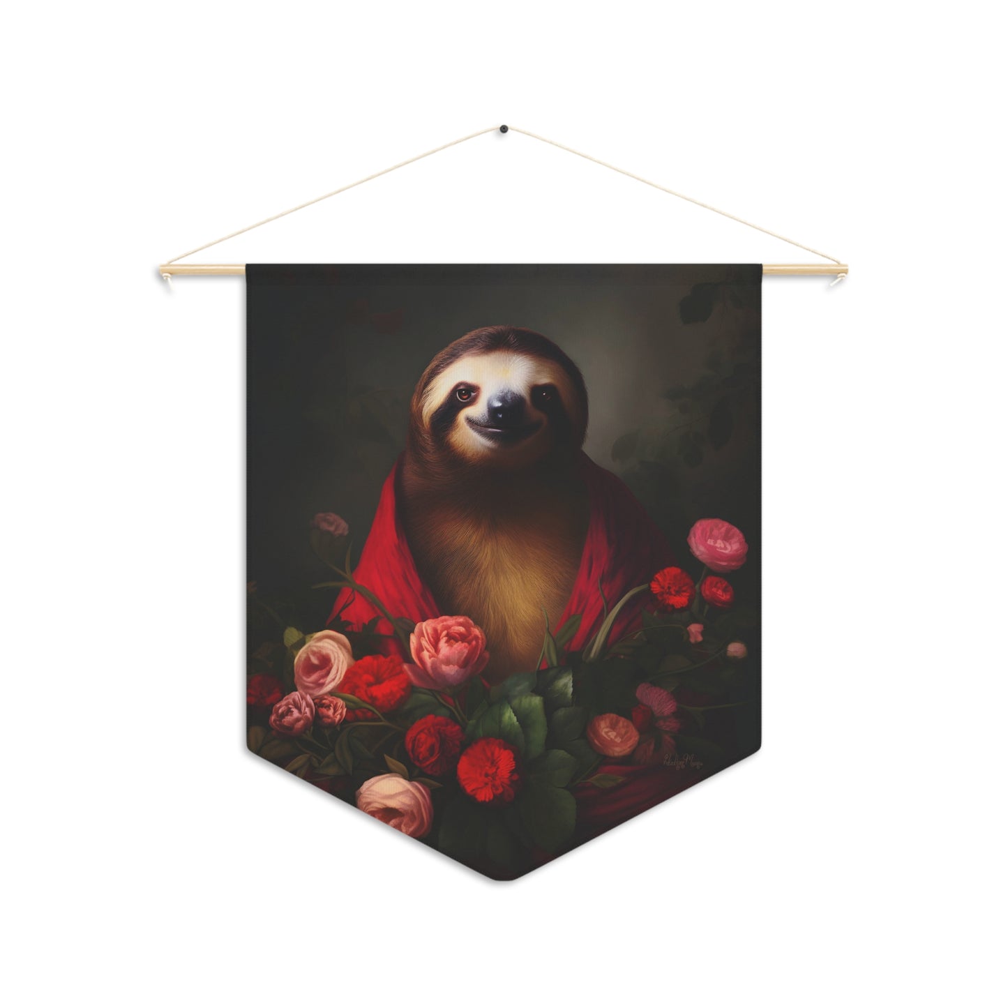 Majestic Sloth with Lush Flowers | Hanging Pennant