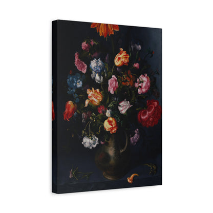A Moody Vase with Flowers Canvas Print