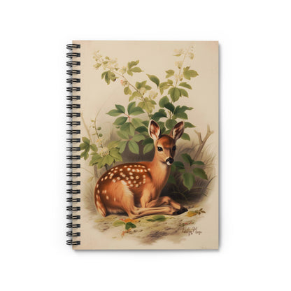 Lounging Fawn in Foliage | Ruled Line Spiral Notebook