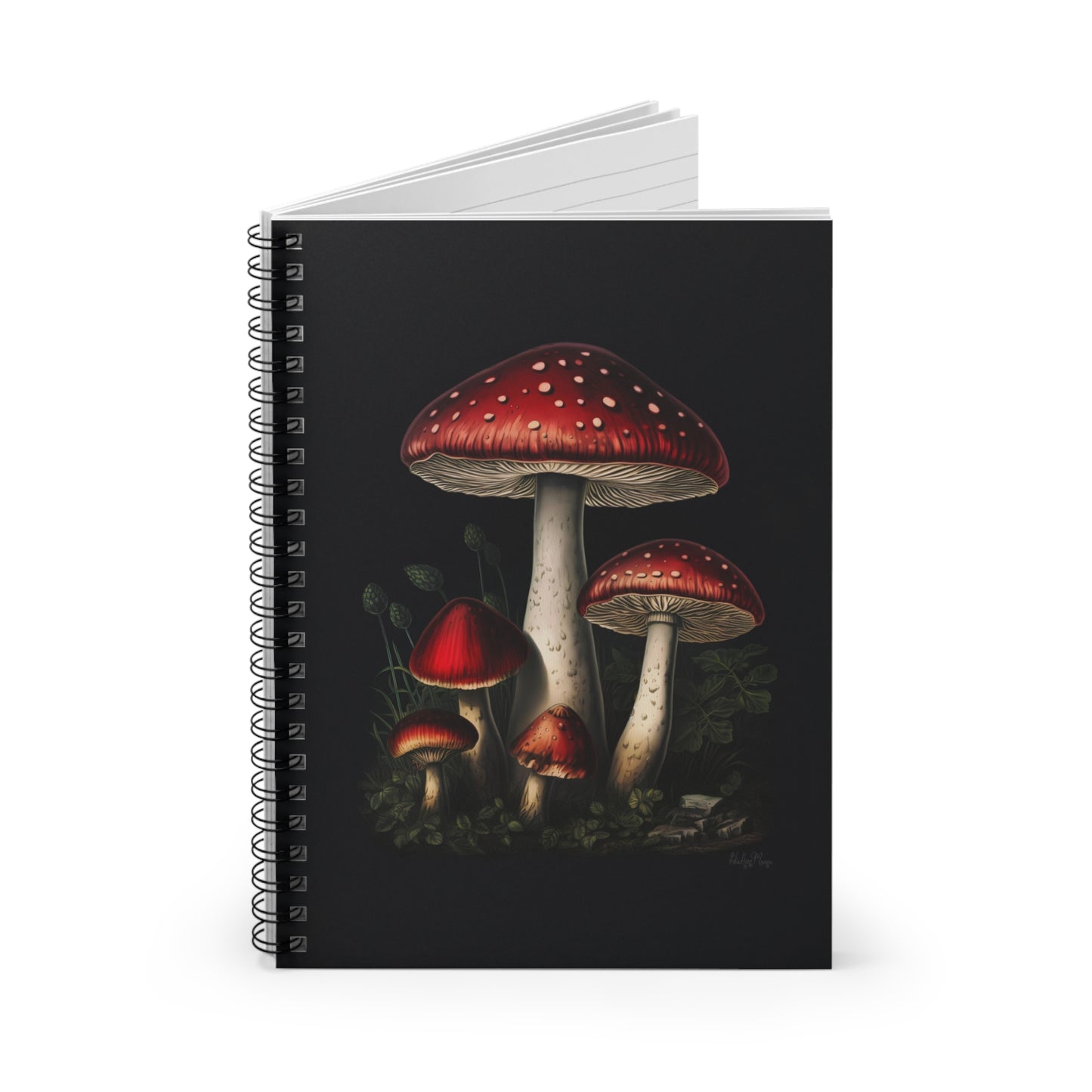 Moody Fly Agaric Mushrooms | Ruled Line Spiral Notebook
