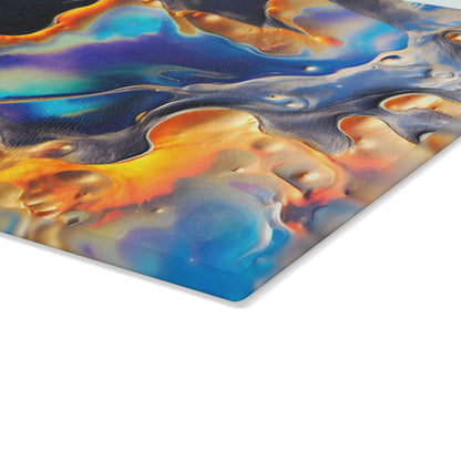 Iridescent Navy Blue Geode Glass Cutting Board