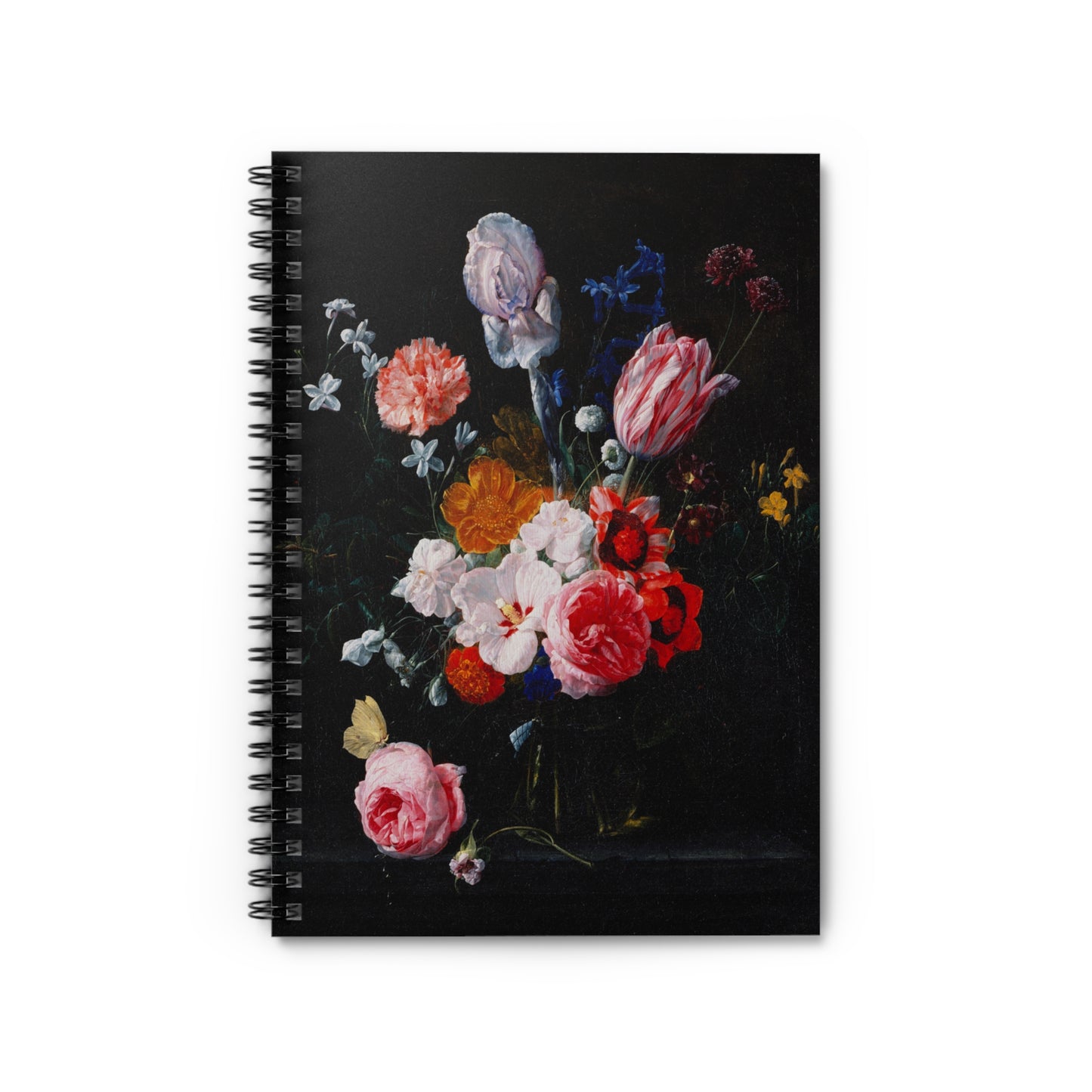 A Bouquet of Flowers in a Crystal Vase | Ruled Line Spiral Notebook