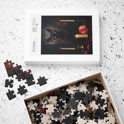 Velvety Black Sphynx with Candles | Jigsaw Puzzle
