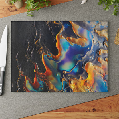 Iridescent Navy Blue Geode Glass Cutting Board