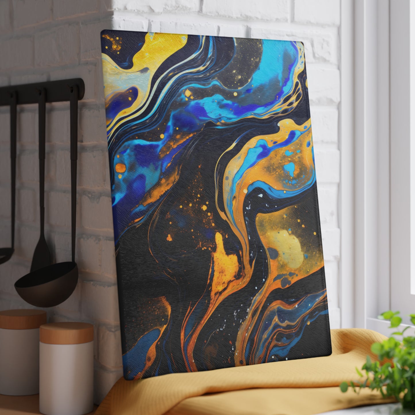 Black and Navy Celestial Glass Cutting Board
