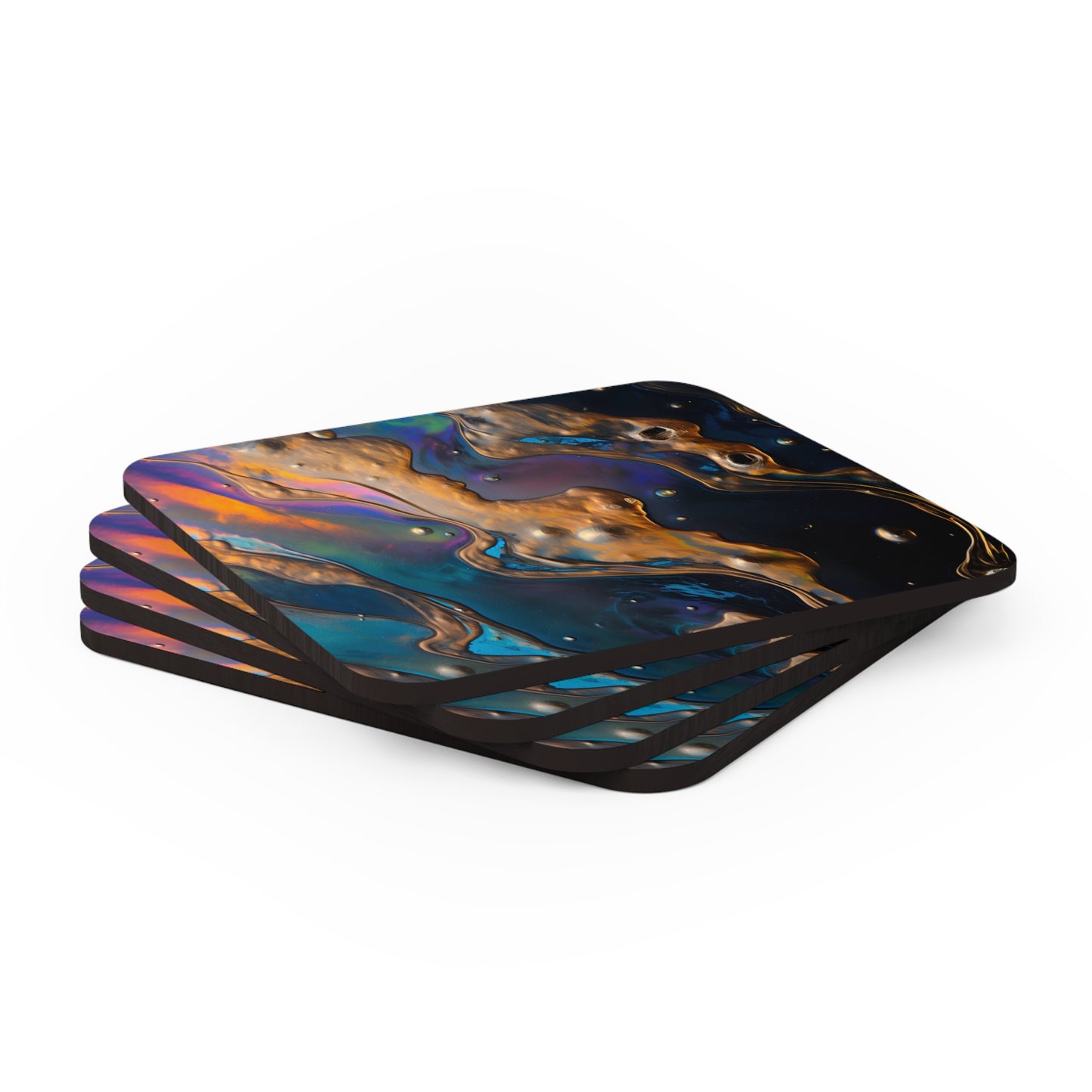 Iridescent Black Oil Geode | Set of 4 Coasters