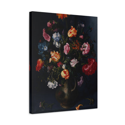 A Moody Vase with Flowers Canvas Print