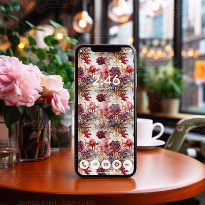 Floral Art Nouveau Elegance | Phone Wallpaper
