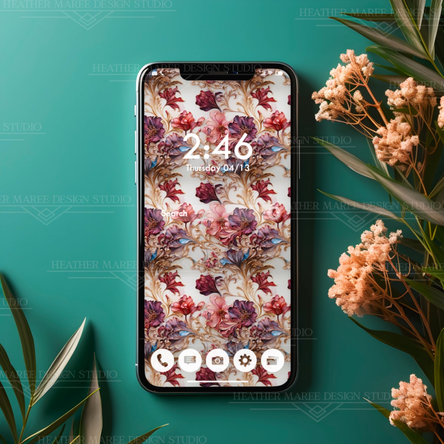 Floral Art Nouveau Elegance | Phone Wallpaper