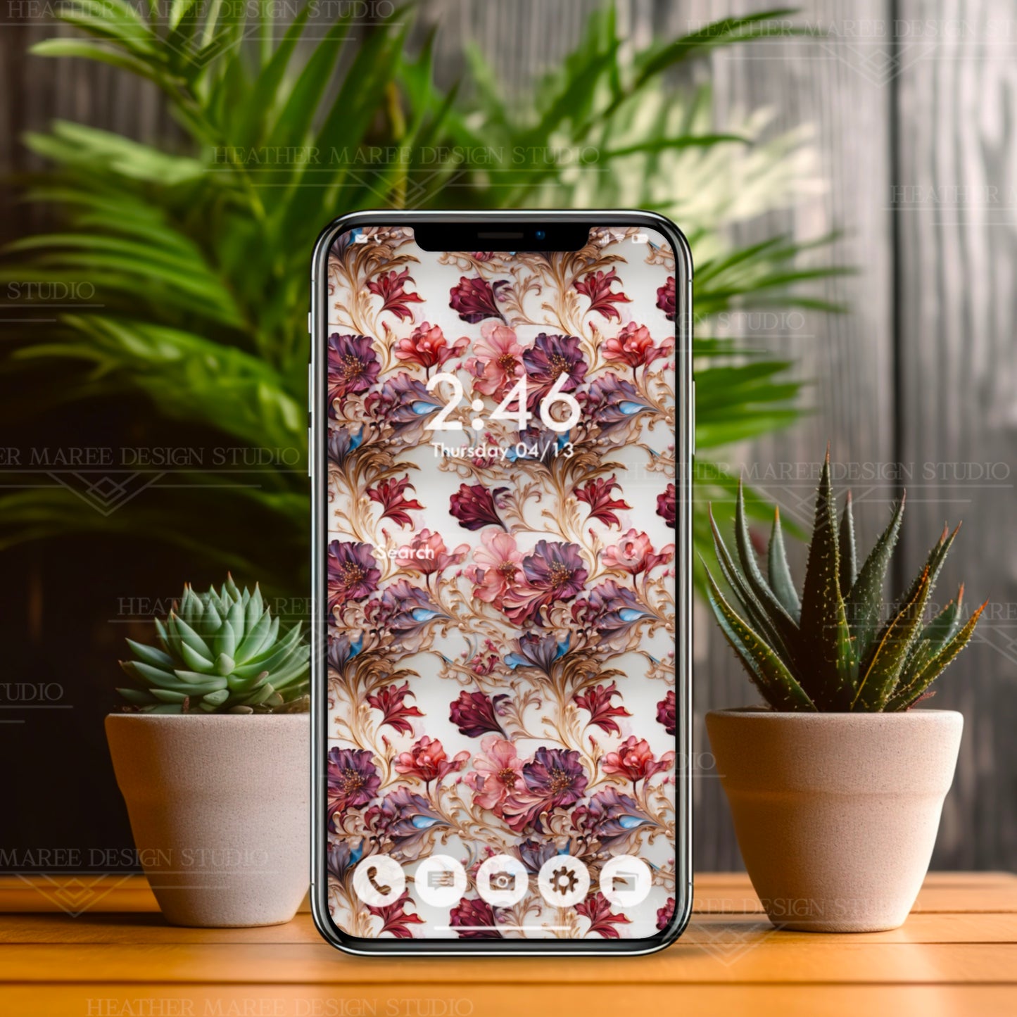 Floral Art Nouveau Elegance | Phone Wallpaper