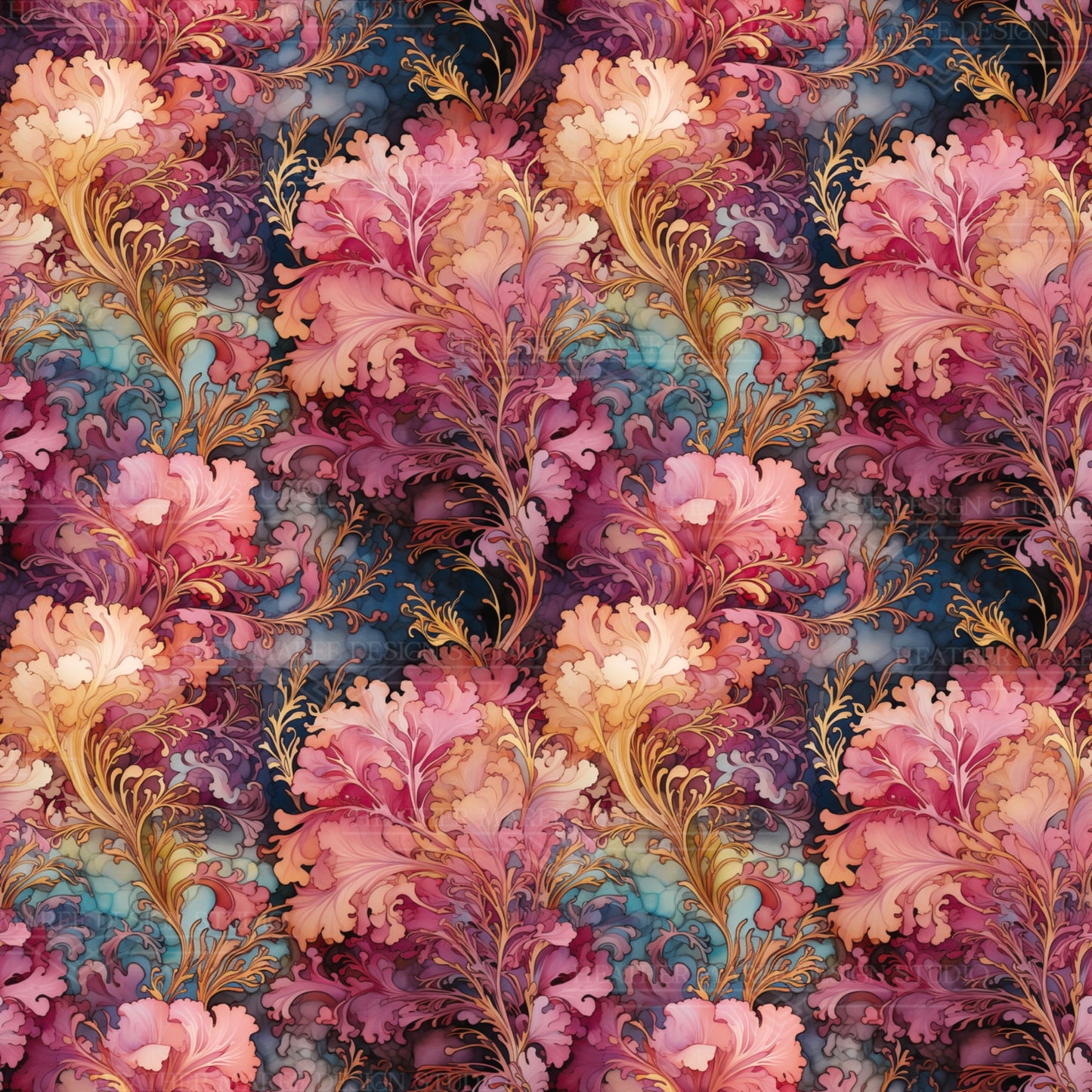 Enchanted Art Nouveau Blossoms | Phone Wallpaper