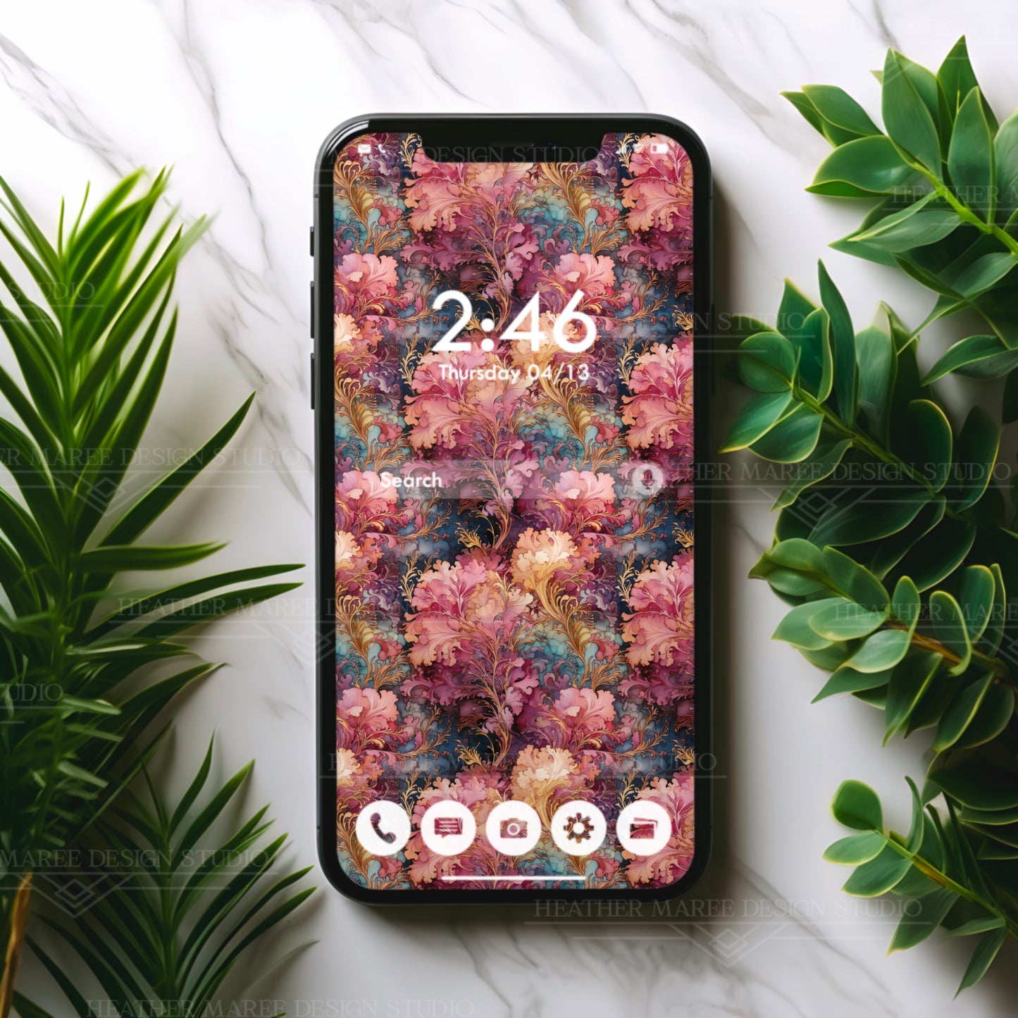 Enchanted Art Nouveau Blossoms | Phone Wallpaper