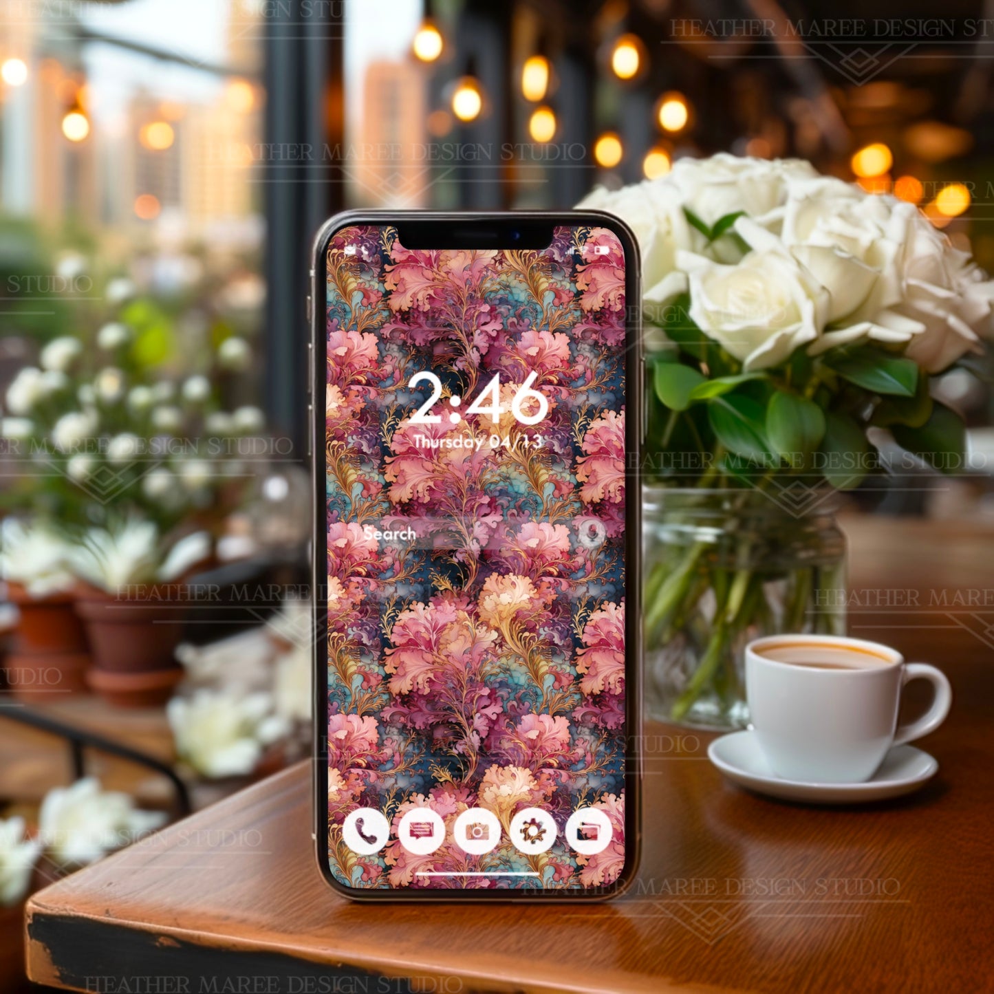 Enchanted Art Nouveau Blossoms | Phone Wallpaper