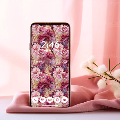 Art Deco Floral Symphony | Phone Wallpaper