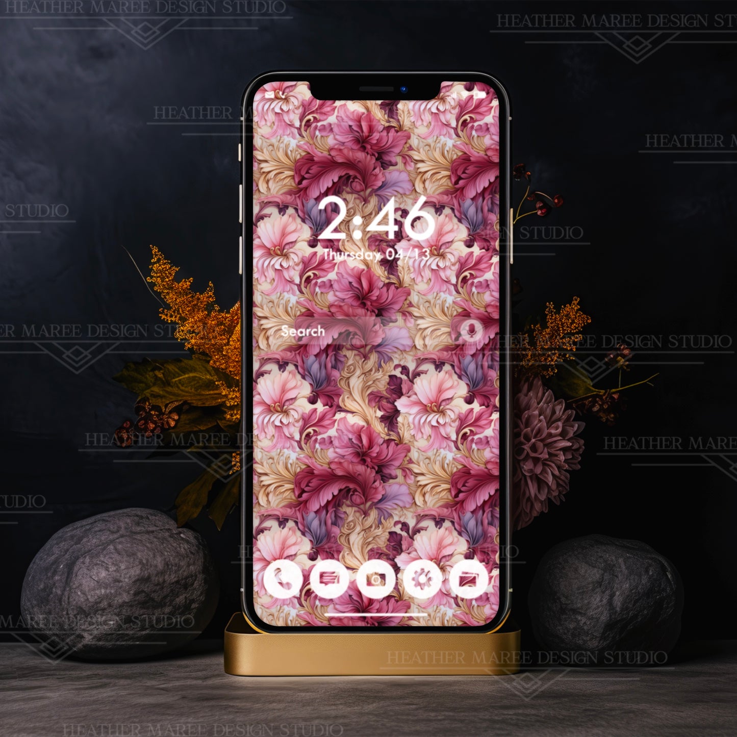 Art Deco Floral Symphony | Phone Wallpaper