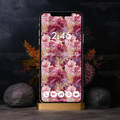 Art Deco Floral Symphony | Phone Wallpaper