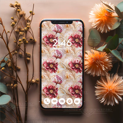 Gilded Art Deco Flowers | Phone Wallpaper