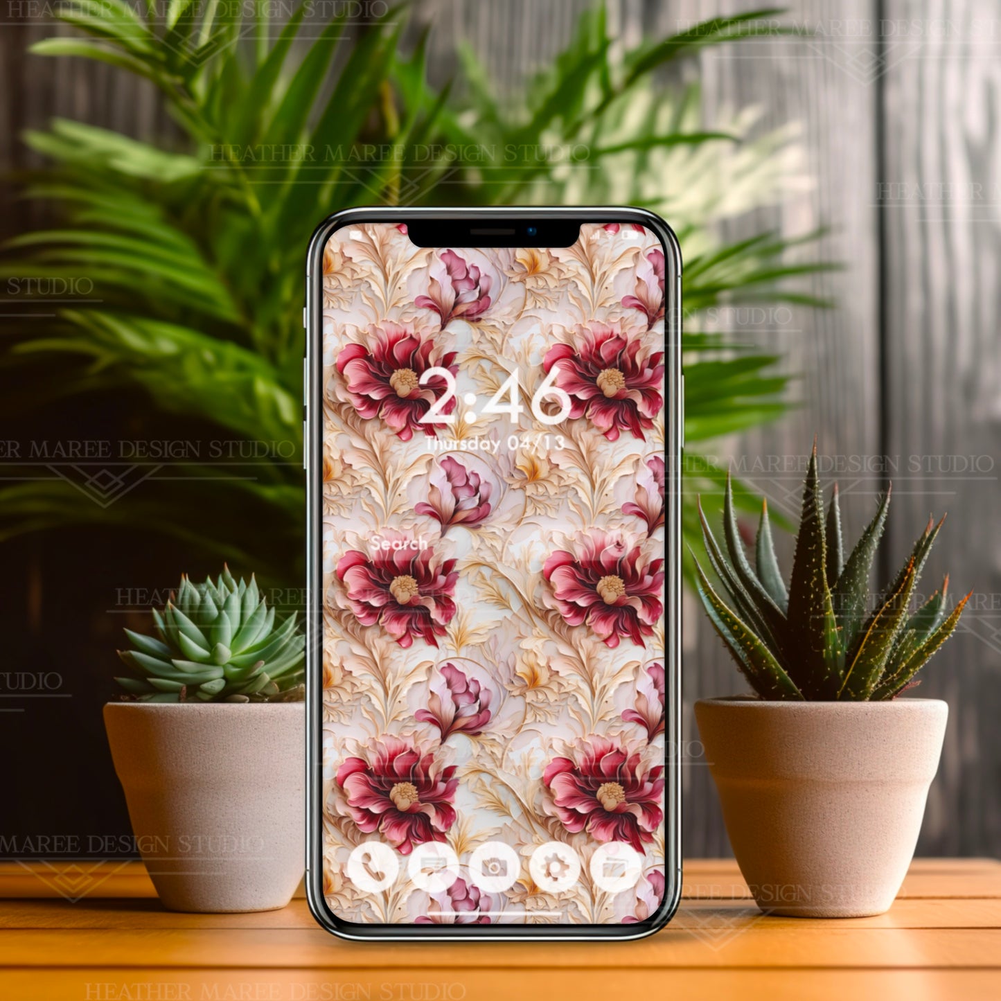 Gilded Art Deco Flowers | Phone Wallpaper