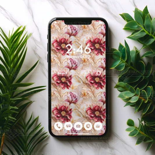 Gilded Art Deco Flowers | Phone Wallpaper