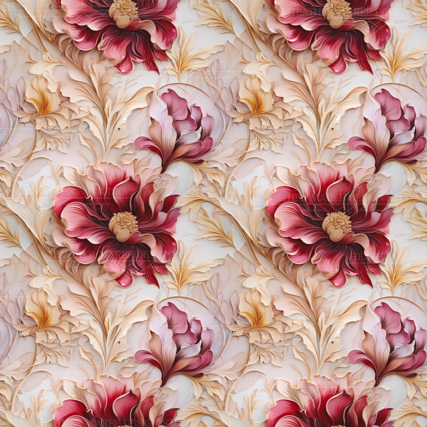 Gilded Art Deco Flowers | Phone Wallpaper