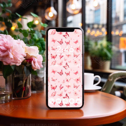 Whimsical Pink Butterflies | Phone Wallpaper