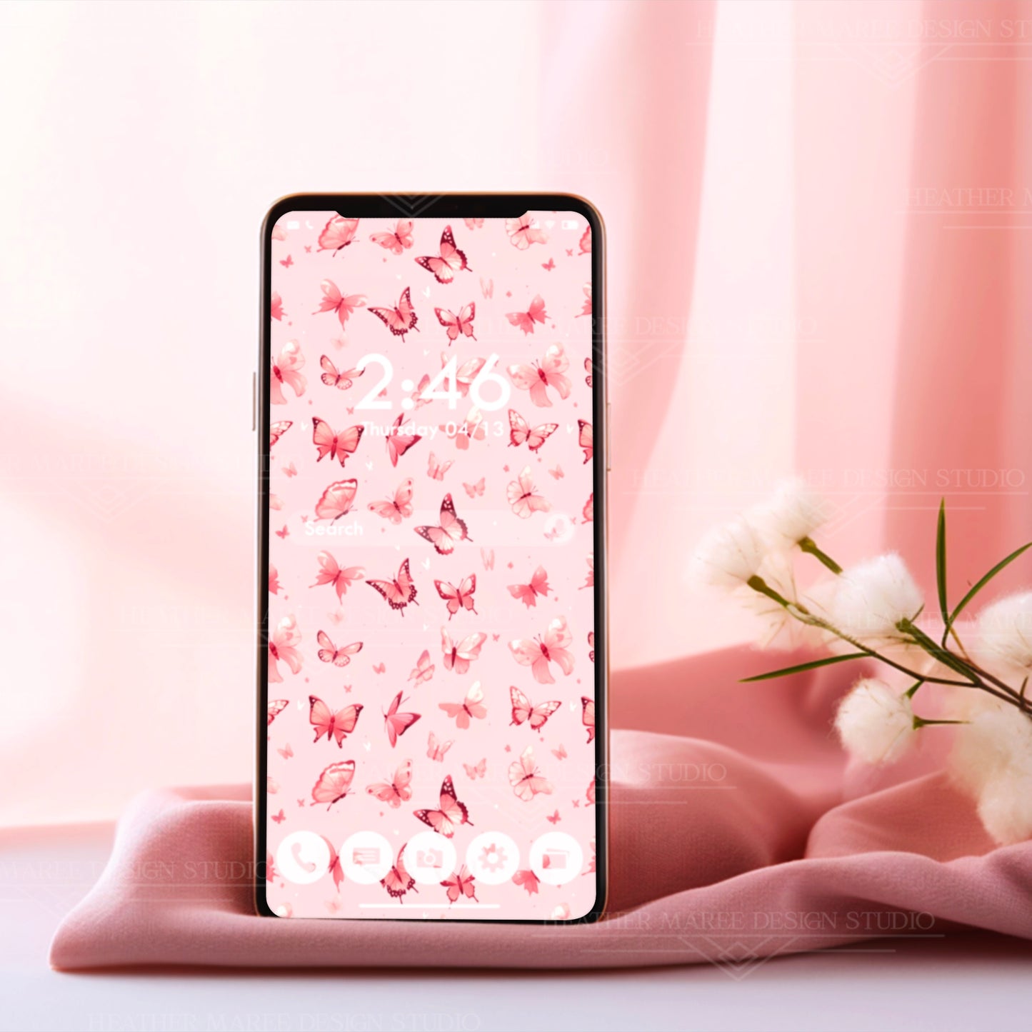 Whimsical Pink Butterflies | Phone Wallpaper