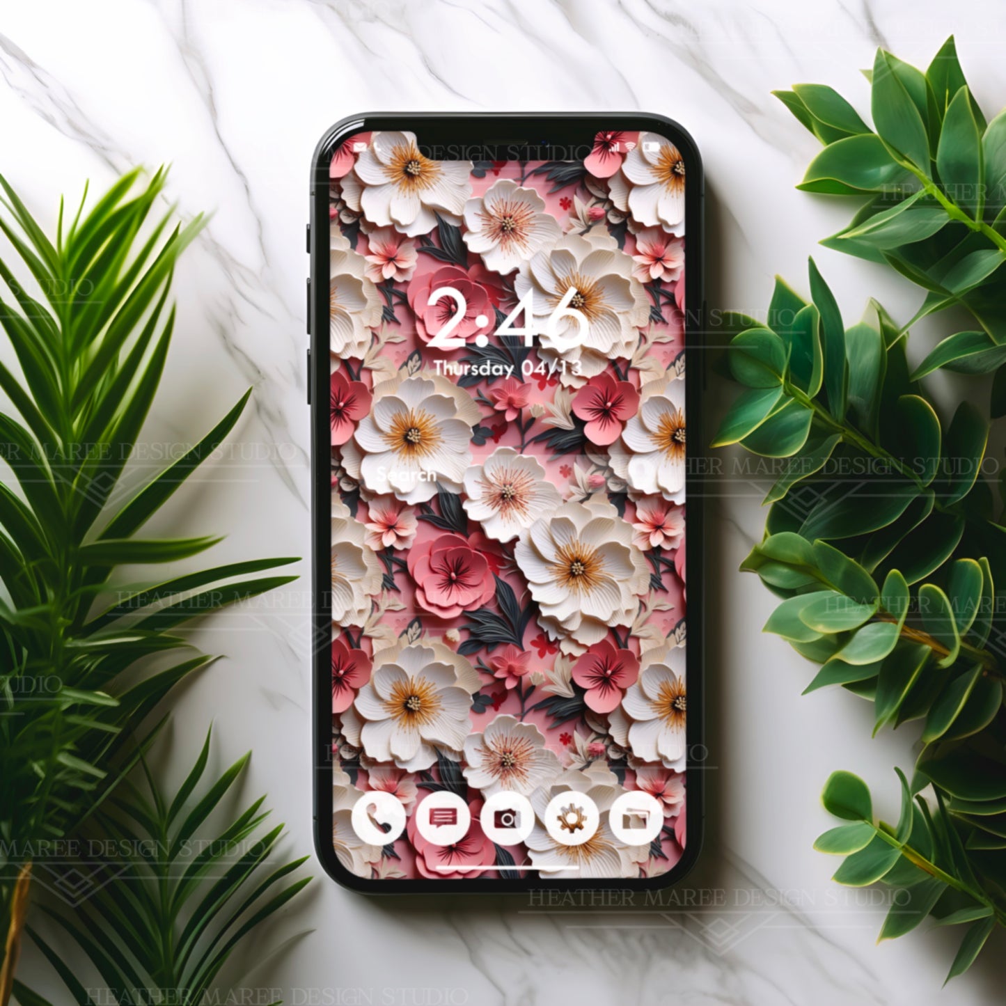 Floral Papercut Delight | Phone Wallpaper