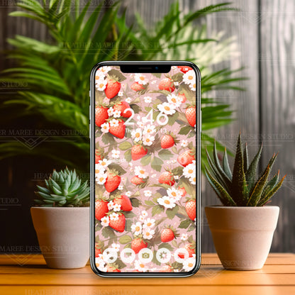 Symphony of Strawberries | Phone Wallpaper