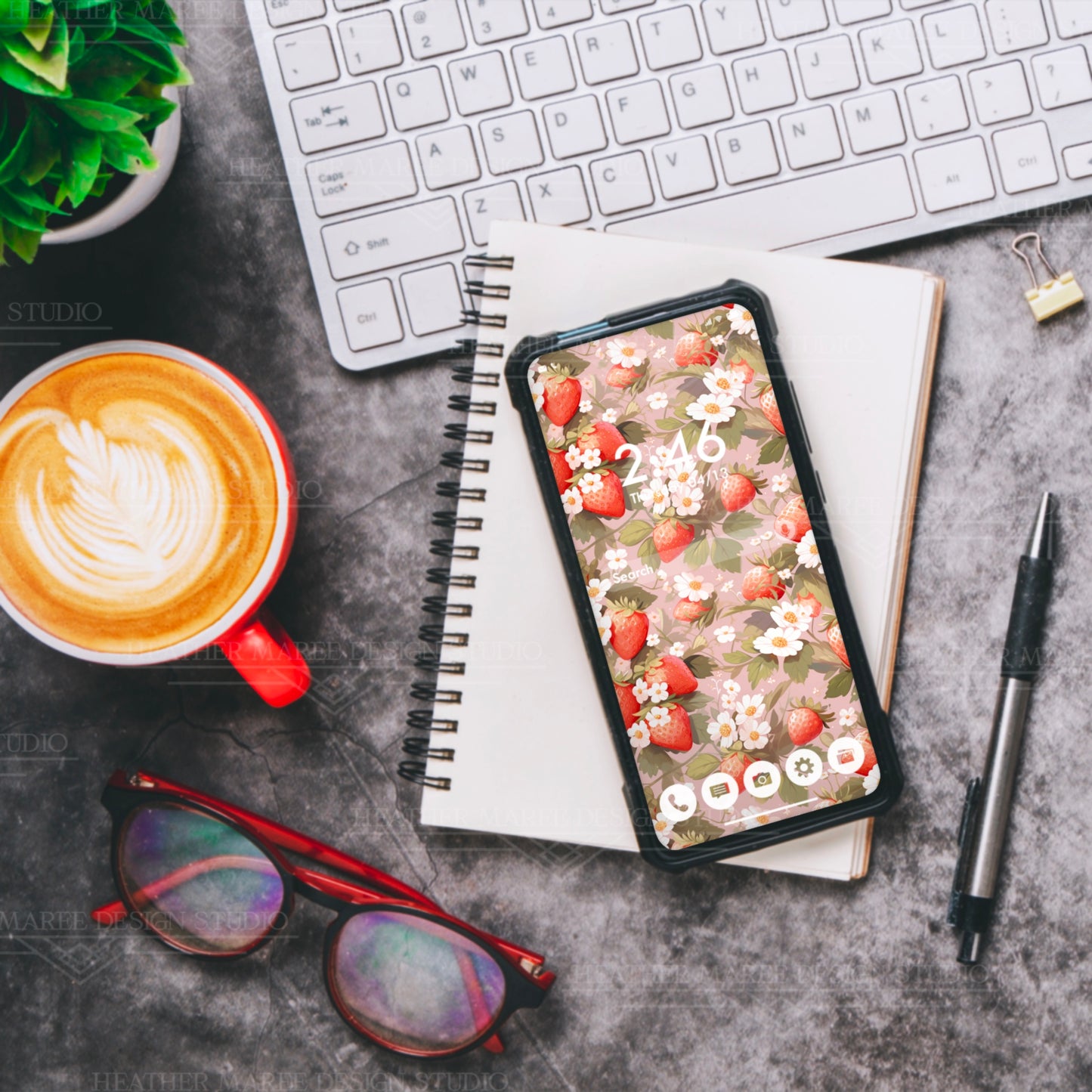 Symphony of Strawberries | Phone Wallpaper