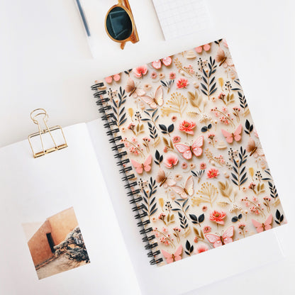 Gilded Butterfly Reverie | Ruled Line Spiral Notebook