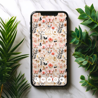 Gilded Butterfly Reverie | Phone Wallpaper