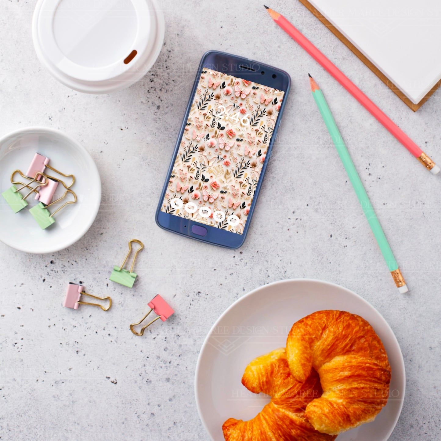 Gilded Butterfly Reverie | Phone Wallpaper