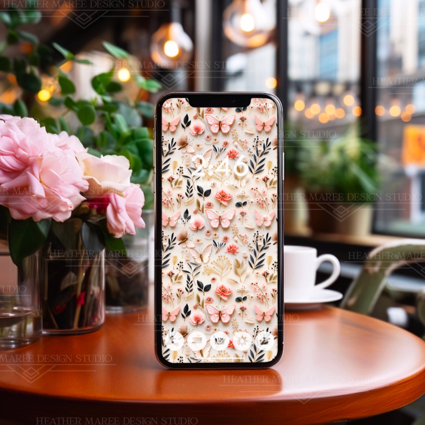 Gilded Butterfly Reverie | Phone Wallpaper