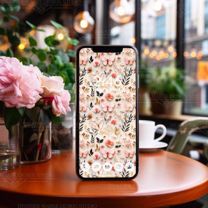 Gilded Butterfly Reverie | Phone Wallpaper