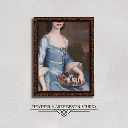 Girl in a Blue Gown with Flowers