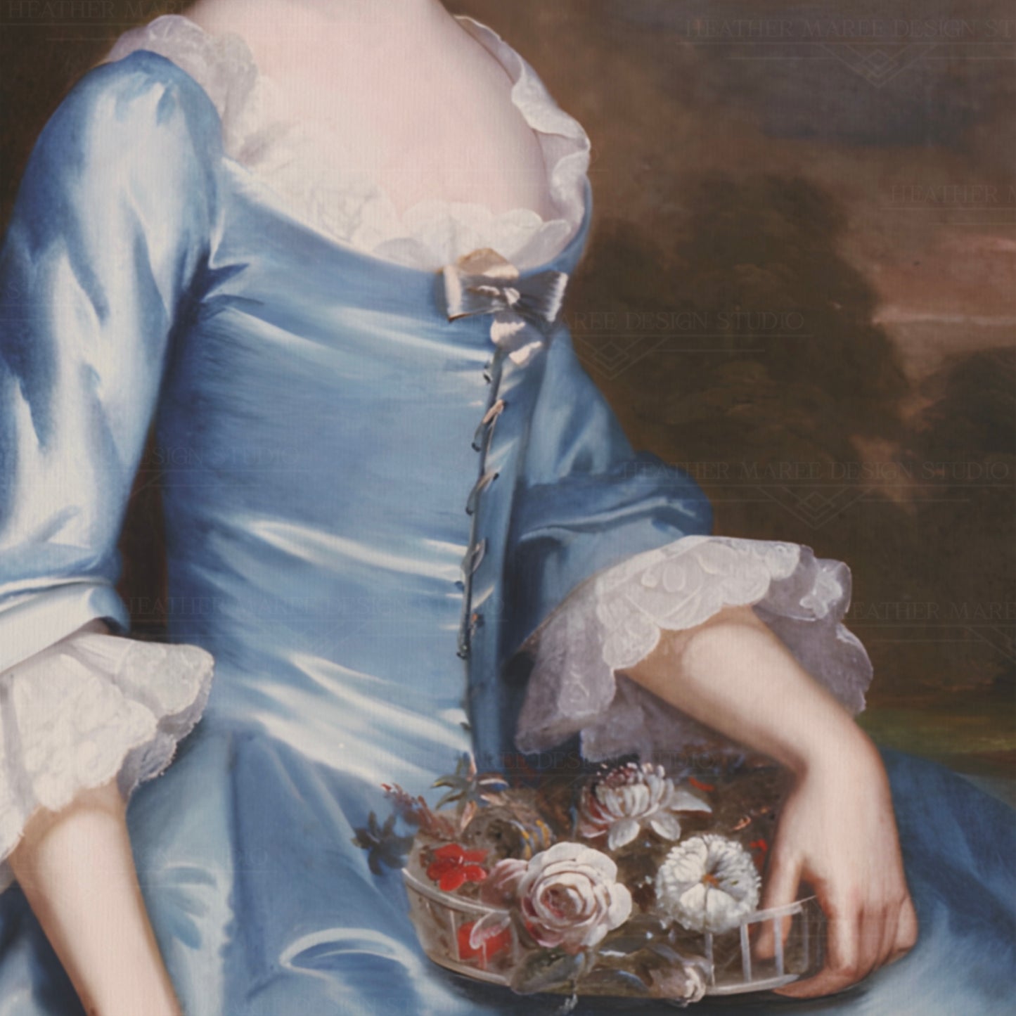 Girl in a Blue Gown with Flowers