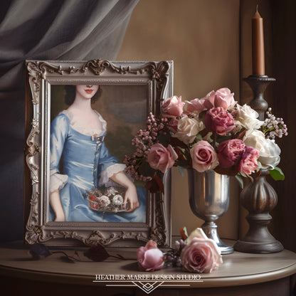 Girl in a Blue Gown with Flowers